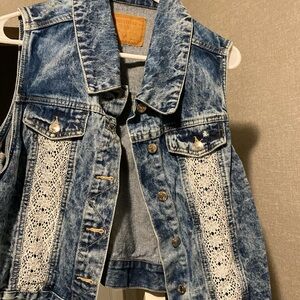 Denim and lace vest